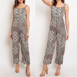 EASEL Floral Patchwork Jumpsuit - Black and White, boho NWT